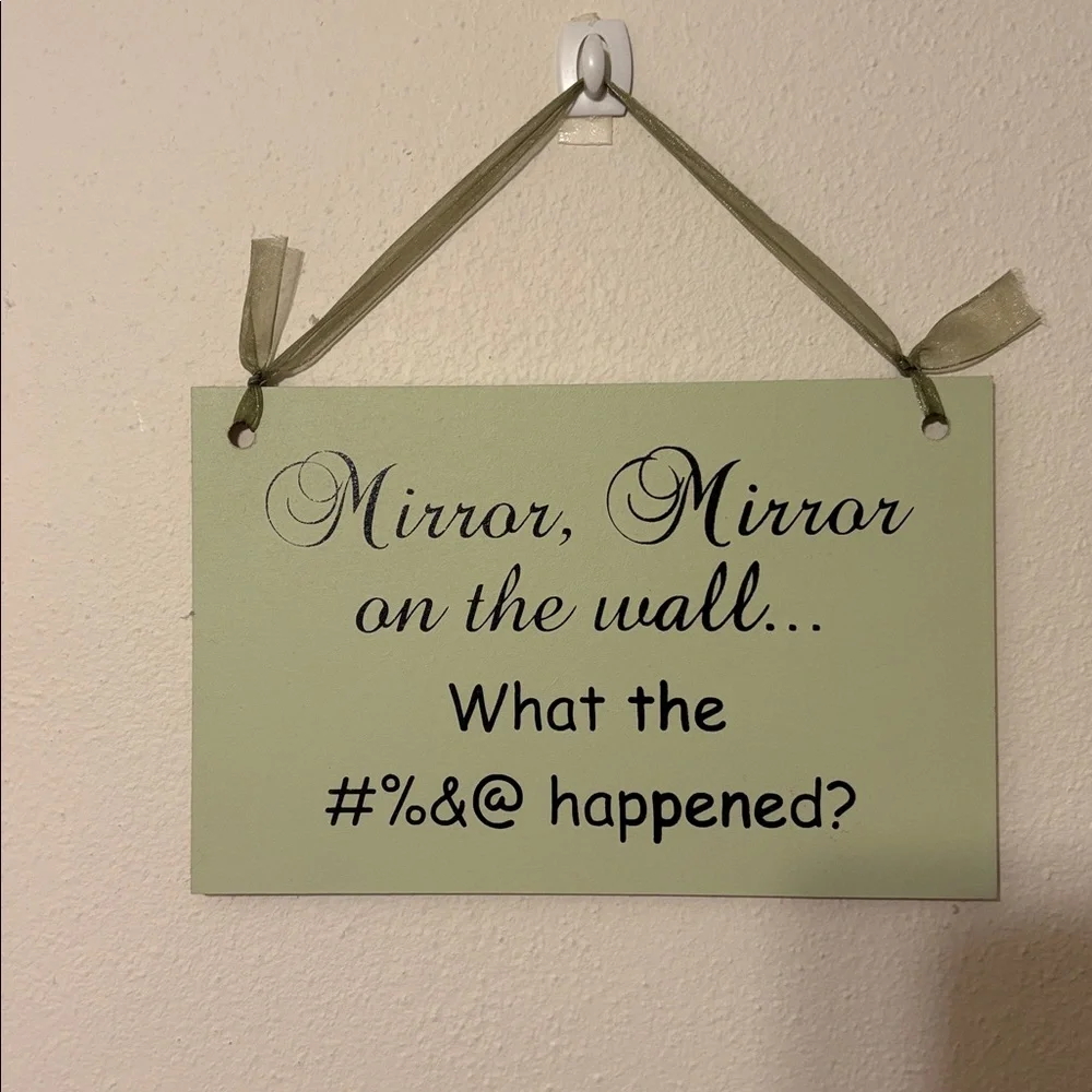 Light green Wall Decor Sign with ribbon to hang